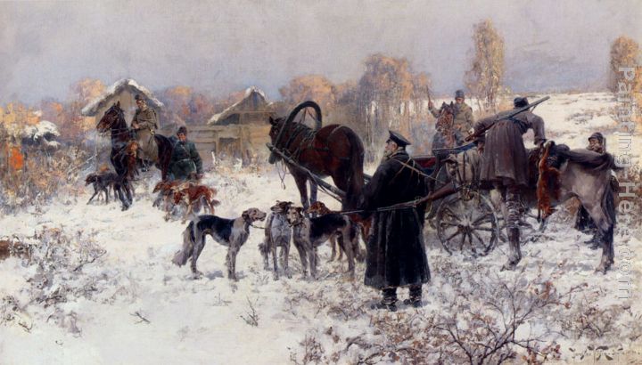 The Hunting Party painting - Jaroslav Fr. Julius Vesin The Hunting Party art painting